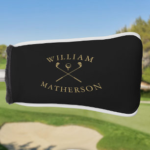 Custom Name Black And Gold Golf Clubs  Head Cover