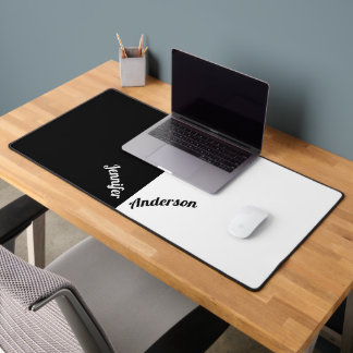 Custom Name Black and White Desk Mat