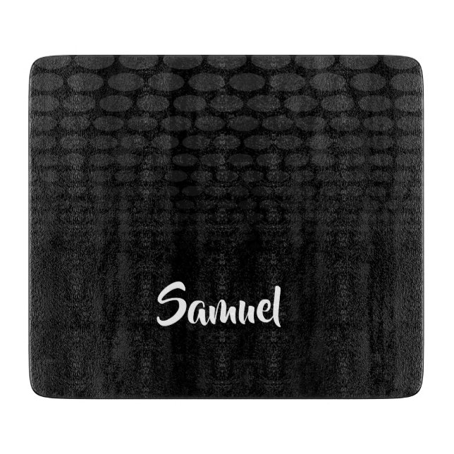 Custom name black circles fading cutting board (Front)