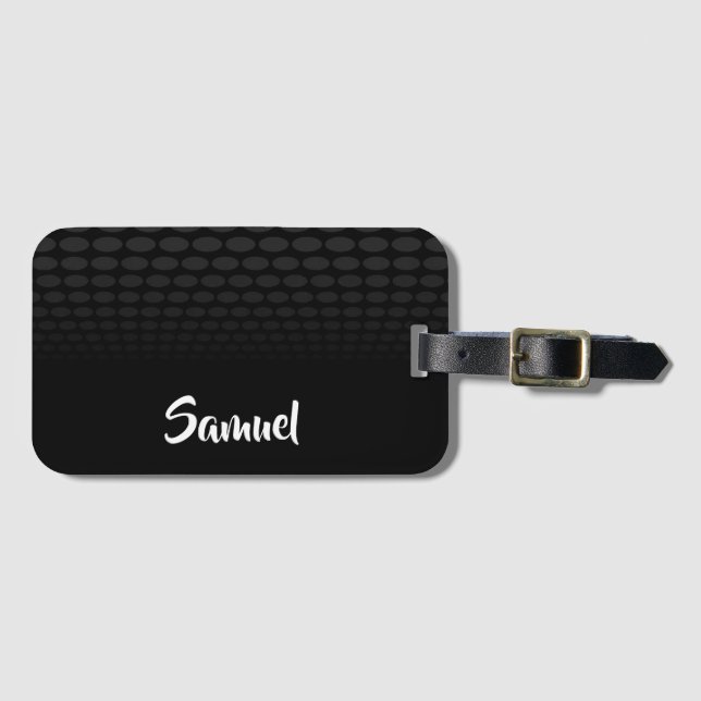 Custom name black circles fading luggage tag (Front Horizontal)