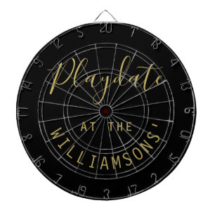 Custom Name Black Gold Playdate Script Minimalist  Dartboard