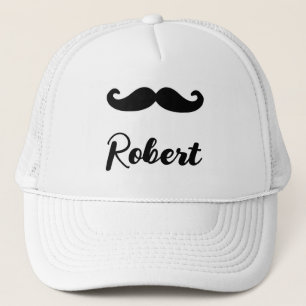 Custom name black handlebar moustache trucker hat