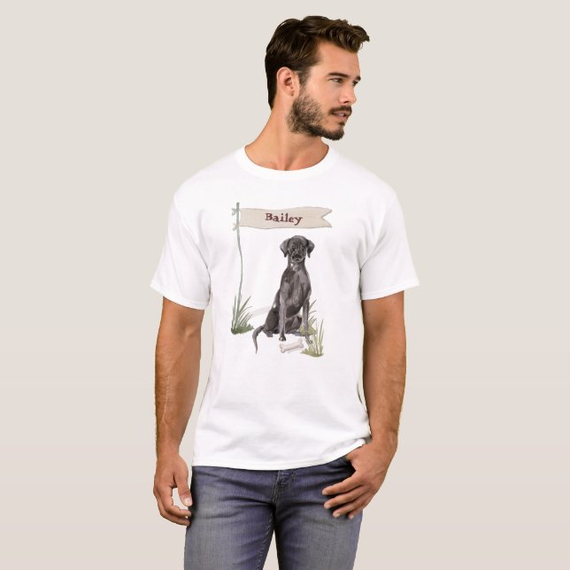 Custom Name Black Lab Pet Dog T-Shirt (Front Full)