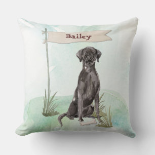 Custom Name Black Lab Pet Dog Throw Pillow