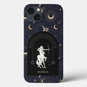 Custom Name Black Mystic Zodiac Sagittarius iPhone 13 Case