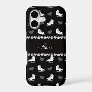 Custom name black skates and hearts