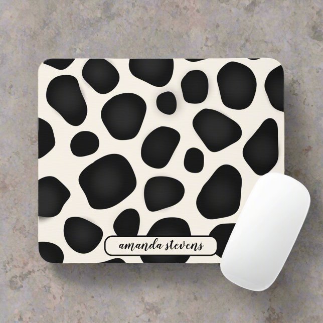 Custom Name Black Typography Abstract Pattern  Mouse Pad (Creator Uploaded)