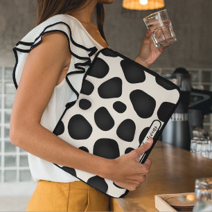 Custom Name Black Typography Pattern Abstract  Laptop Sleeve