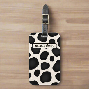 Custom Name Black Typography Pattern Abstract  Luggage Tag