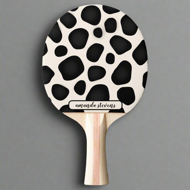 Custom Name Black Typography Pattern Abstract  Ping Pong Paddle (Creator Uploaded)