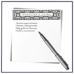 Custom Name Black & White Geometric Pattern Notepad<br><div class="desc">Stylish custom name design featuring a geometric pattern in classic black and white. Perfect for lovers of simple patterns with a modern edgy look. Click personalize to easily add your name or text of choice.</div>