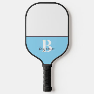 Custom Name Black White Monogram Pickleball Paddle