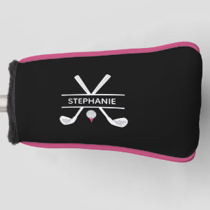Custom Name Black White Pink Golf Head Cover