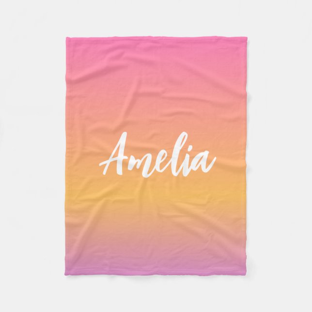 Custom Name Blanket Amelia Girls Kids Ombre Sunset (Front)