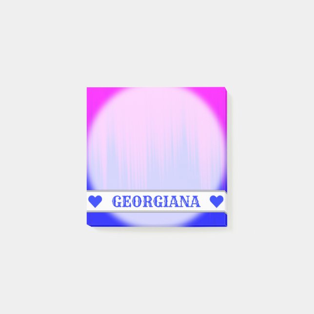 Custom Name - Blue and Magenta Streaks Pattern Post-it Notes (Front)