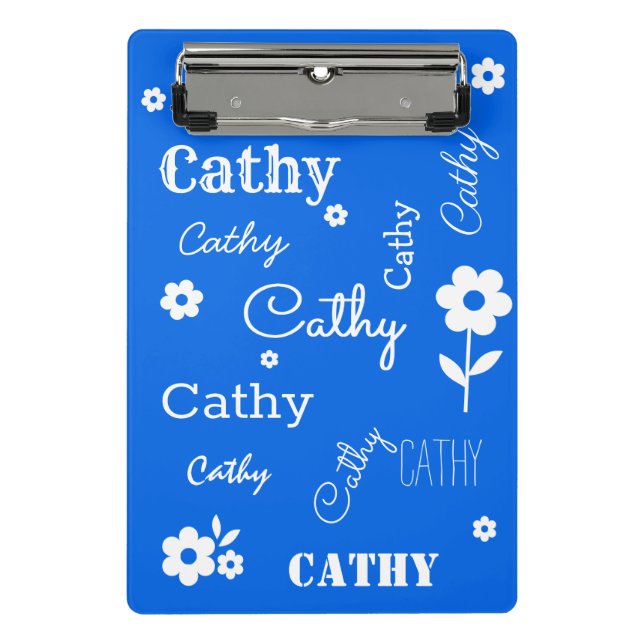 Custom Name Blue and White Mini Clipboard (Front)