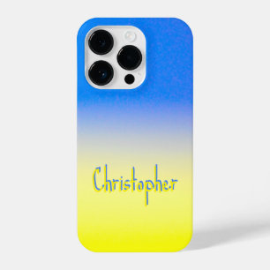 Custom name blue and yellow Ukraine Inspired iPhone 14 Pro Case