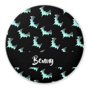 Custom name blue bats ceramic knob