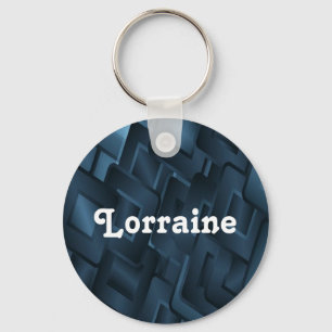Custom name blue diamond shapes keychain