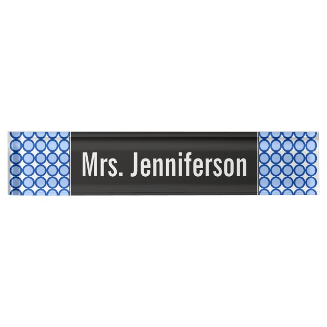 Custom Name + Blue Dots/Circles Pattern Nameplate (Front)