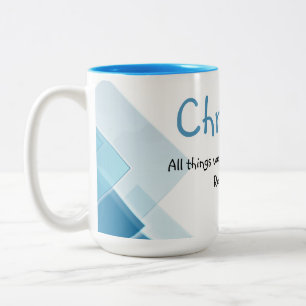 Custom Name Blue Encouraging Inspirational Quote Two-Tone Coffee Mug