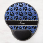 Custom name blue glitter black dog paws
