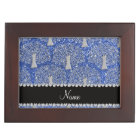 Custom name blue glitter silver tree of life