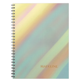 Custom Name Blue Green Coastal Beach  Notebook