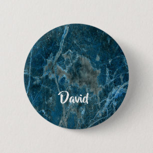 Custom name blue marble tile 2 inch round button