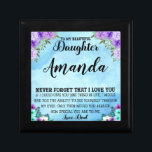 Custom Name Blue Message for Daughter from Dad Gift Box<br><div class="desc">Show your daughter how much she means to you with this custom name design. Featuring her name in a beautiful blue background with purple flowers and a warm message, this design will become a cherished keepsake for years to come. Perfect for birthdays, graduations, or just because, give her a gift...</div>