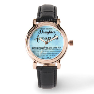 Custom Name Blue Message for Daughter from Dad Watch