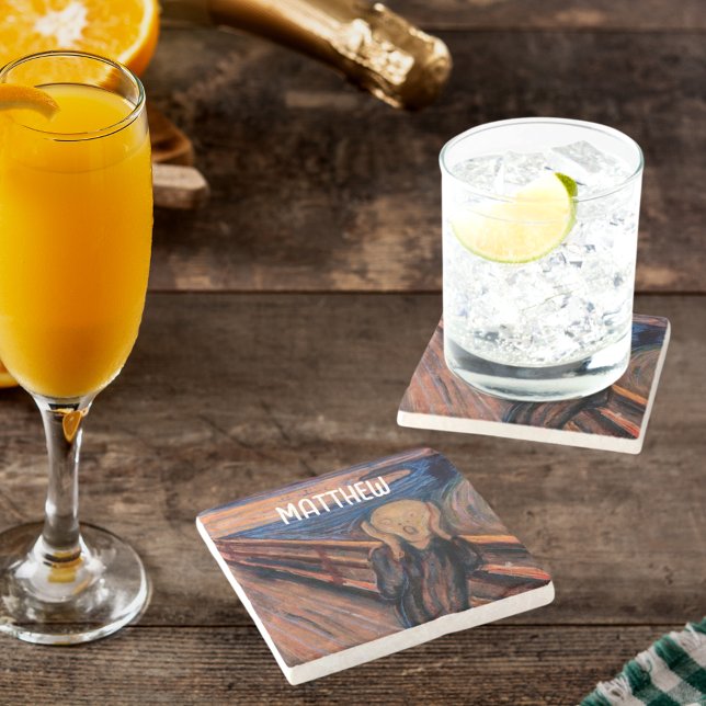 Custom name blue orange The Scream Stone Coaster (Creator Uploaded)