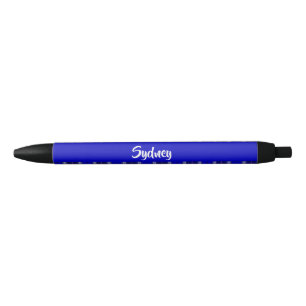 Custom name blue plaid pattern black ink pen
