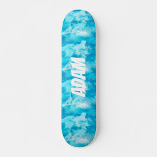 Custom Name Blue Sky Clouds Dreamy Aesthetic  Skateboard