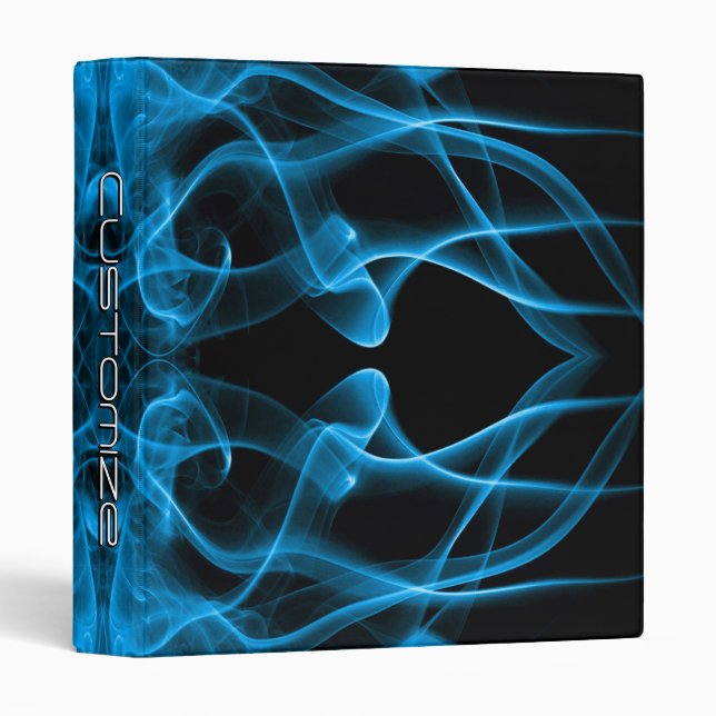 Custom Name Blue Smoke Symmetrical Black Binder (Front/Spine)