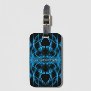 Custom Name Blue Smoke Symmetrical Black Luggage Tag