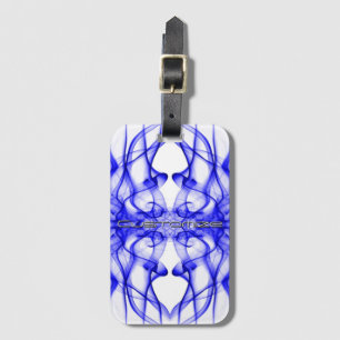 Custom Name Blue Smoke Symmetrical White Luggage Tag