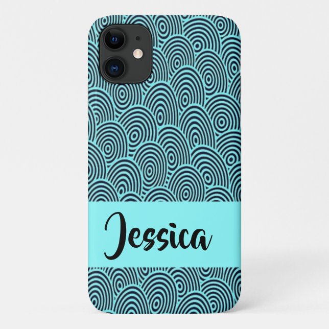 Custom name blue spiral waves Case-Mate iPhone case (Back)