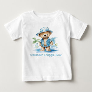 Custom Name Blue Teddy Bear Baby Shirt