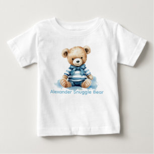 Custom Name Blue Teddy Bear Baby Shirt
