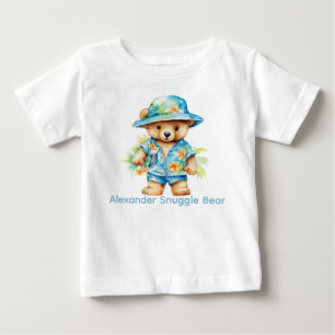 Custom Name Blue Teddy Bear Baby Shirt