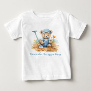 Custom Name Blue Teddy Bear Baby Shirt