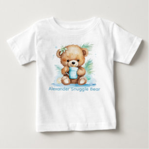 Custom Name Blue Teddy Bear Baby Shirt