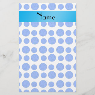 Custom name blue volleyball pattern stationery