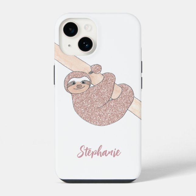 Custom Name Blush Glitter Cute  iPhone Case (Back)