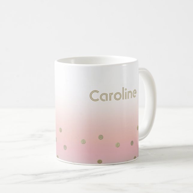 Custom Name Blush Pink Gold Christmas Gift  Coffee Mug (Front Right)