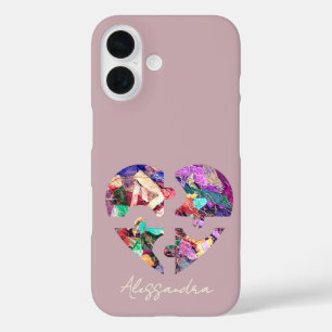 Custom Name Blush Powder Pink Cute Colourful Heart iPhone 16 Case