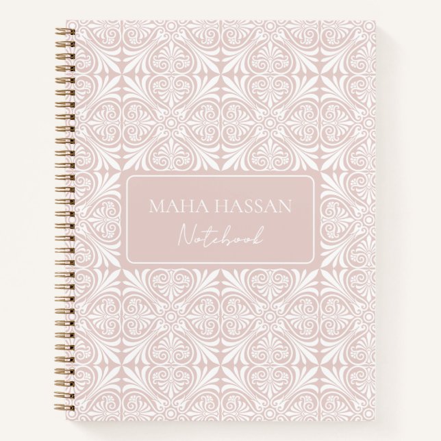 Custom Name Blush Rose Vector Pattern Journal (Devant)