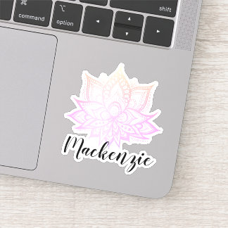 Custom Name Boho Pastel Pink Gradient Lotus Flower