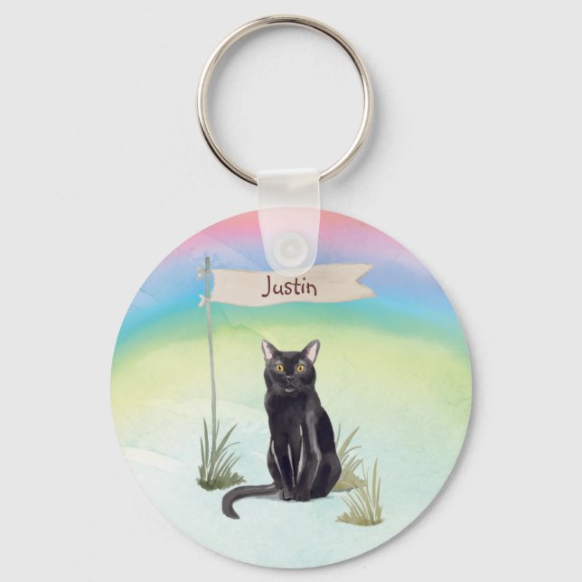 Custom Name Bombay Cat Pet Keychain (Front)
